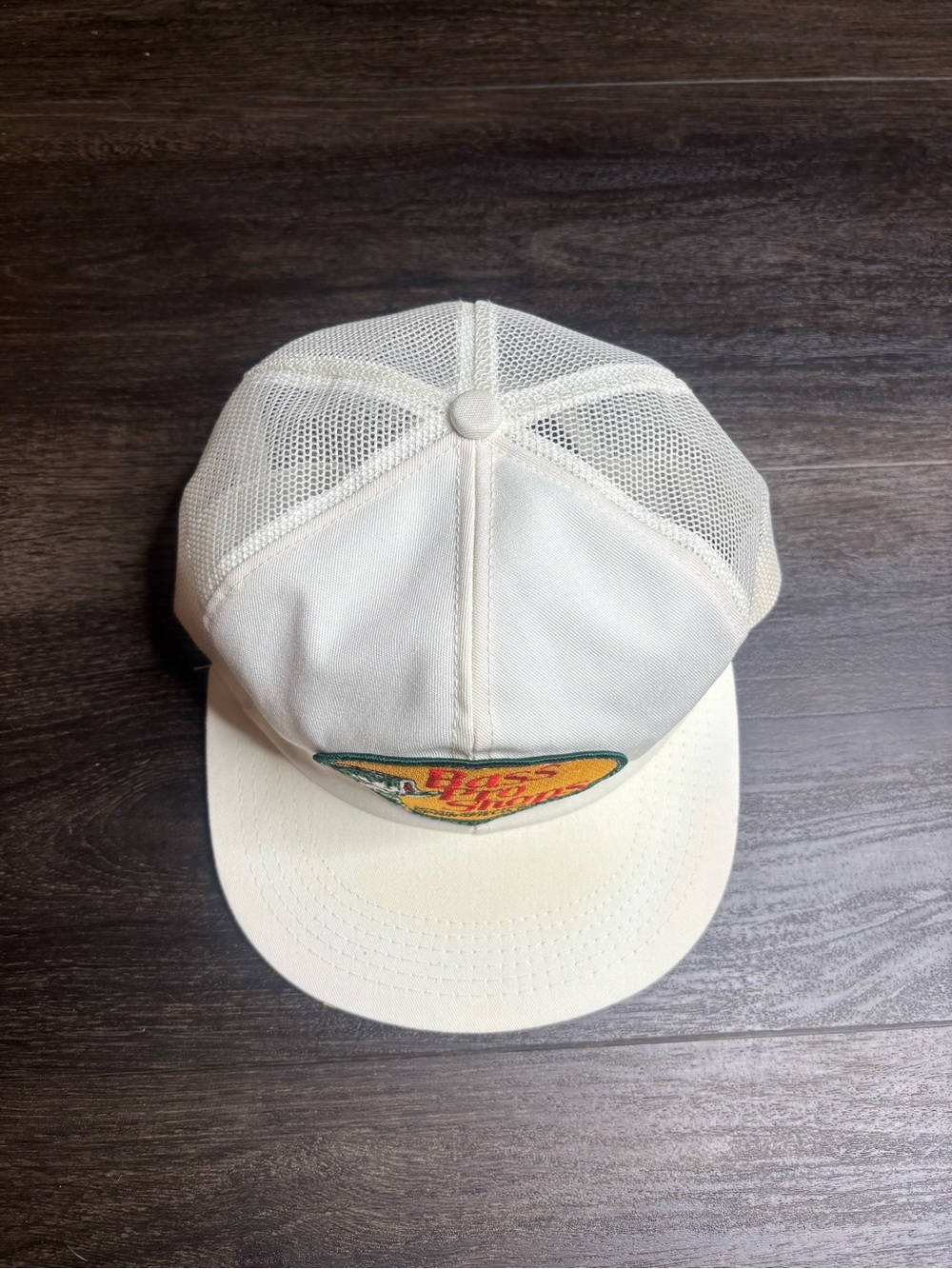 Vintage White Bass Pro Shops Patch Logo Snap Back Hat K Products - Picture 2 of 4